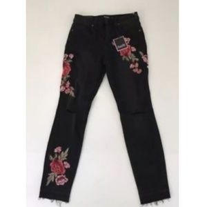 Nannette Lepore High Rise Crop Floral jeanes